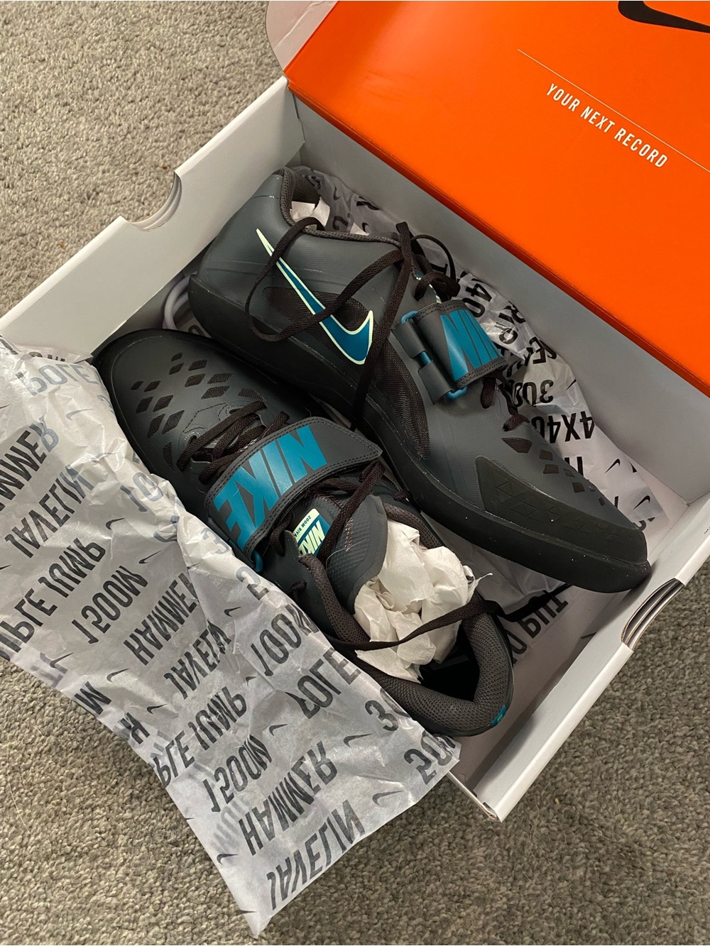Nike Gray Training Sneakers with Teal Accents